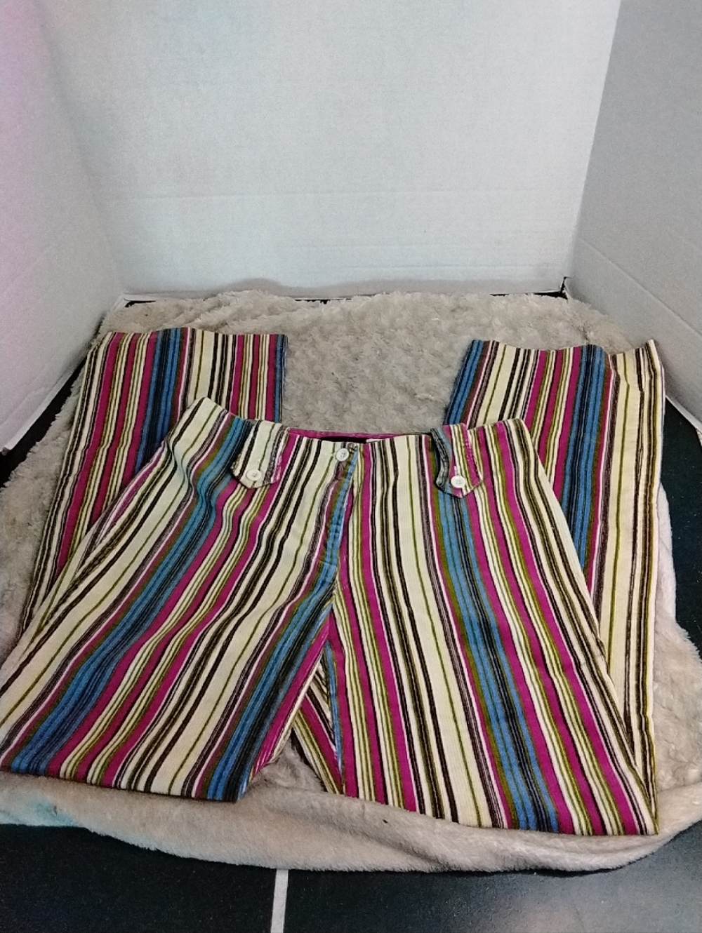 Vintage Y2K Metrostyle Stretch Rainbow Stripe Pants Size 8.